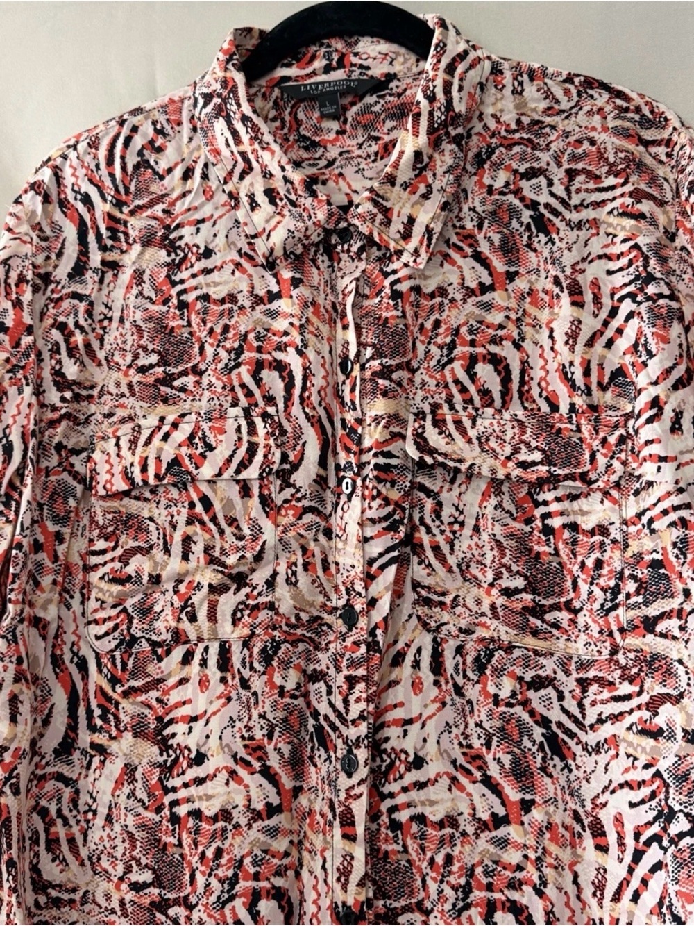 Liverpool Multicolor Abstract Print Button-Up Blouse - Picture 5 of 8